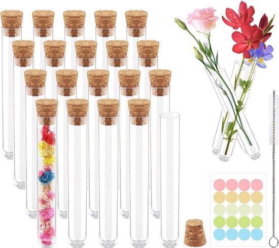 SRMAN 100 Reageerbuis Met Kurk Transparante Plastic Voor DIY Craft Snoep Vloeistoffen Kruiden Bloemen