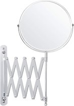 Chrome Muur Monteerbare Uitrekbare 360° Swivel Spiegel – 3x Versterking – 17,5 x 18,5 cm – Dubbelzijdig Roterend Roestvrij Stalen Badkamer Schoonheids Spiegel Voor Makeup & Scheren