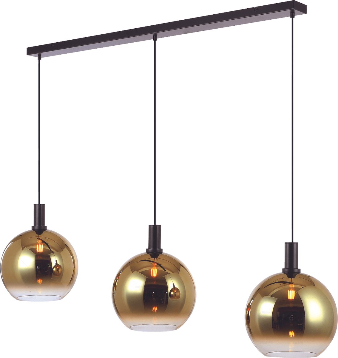 Justine hanglamp 3L 120 cm glas goud