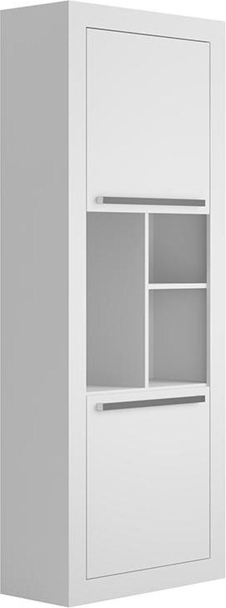 Bureau extensible 2 tiroirs et 1 niche - Coloris : Blanc et naturel - EVAN