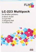FLWR - Inktcartridges / LC-223 5-pack / Zwart & Kleur - Geschikt voor Brother