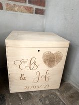 Boîte enveloppe en bois basse - dimensions 29cmx20cmx21.4cm - mariage - mariage - se marier - également possible avec eigen texte