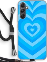 Case Company® - Hoesje met koord geschikt voor Samsung Galaxy A34 hoesje met Koord - Hart Blauw - Telefoonhoesje met Zwart Koord - Bescherming aan alle Kanten en Over de Schermrand