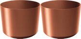 Prosperplast Cache-pot/pot de fleurs Babylon - 2x - plastique - extérieur/intérieur - cuivre - D29 x H29 cm