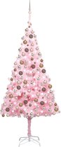 vidaXL - Kunstkerstboom - met - verlichting - en - kerstballen - 240 - cm - PVC - roze