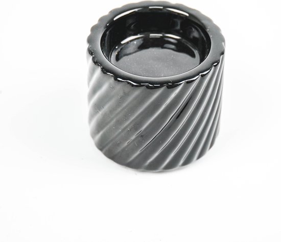 Housevitamin Ribbel Photophore Cylindre-6.5x6.5x7cm- Zwart