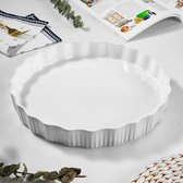 Taartvorm 28 cm - Designer keramiek quichevorm | Fruitcakevorm | taartvorm, krasbestendig, eenvoudige reiniging (wit)