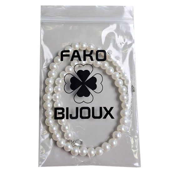 Fako Bijoux® - Parelketting - 8mm - Glaskralen - Parelmoer - Wit - Fako Bijoux®