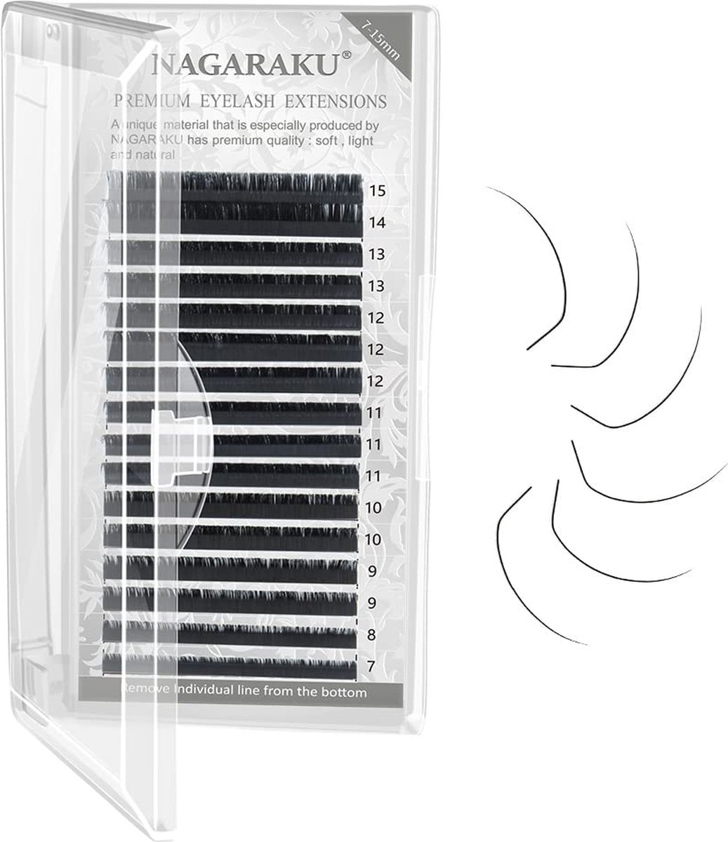 NAGARAKU Wimperextensions D-krul 0,07 mm MIX 7-15 mm