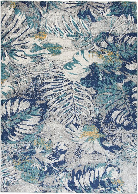 Tapiso Denver Tapis Blauw Grijs Tapis à poils courts Taille - 80x150