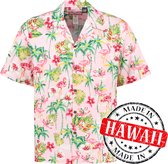 Hawaii Blouse Mannen - Shirt - Hemd - 100% Katoen - Overhemd Heren Korte Mouw - Made in Hawaii "Roze Luau" Maat L