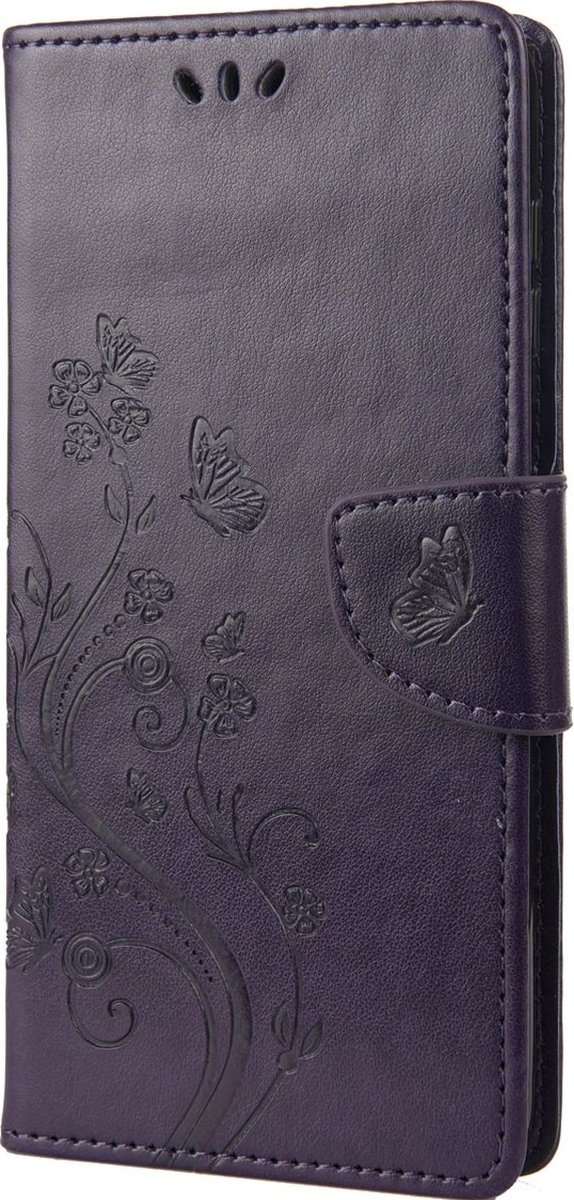 Mobigear Telefoonhoesje geschikt voor Xiaomi Redmi Note 12 Pro Plus Hoesje | Mobigear Flowers Bookcase Portemonnee | Pasjeshouder voor 3 Pasjes | Telefoonhoesje voor Pinpas / OV Kaart / Rijbewijs - Paars