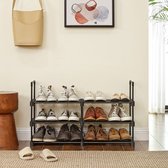 ACAZA Schoenenrek - Schoenenkast - 6 Lagen - 45 x 30 x 106 cm - Voor 12 tot 15 paar schoenen - Metaal - Zwart