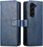 iMoshion Hoesje Geschikt voor Samsung Galaxy Z Fold 5 Hoesje Met Pasjeshouder - iMoshion Luxe Bookcase - Donkerblauw
