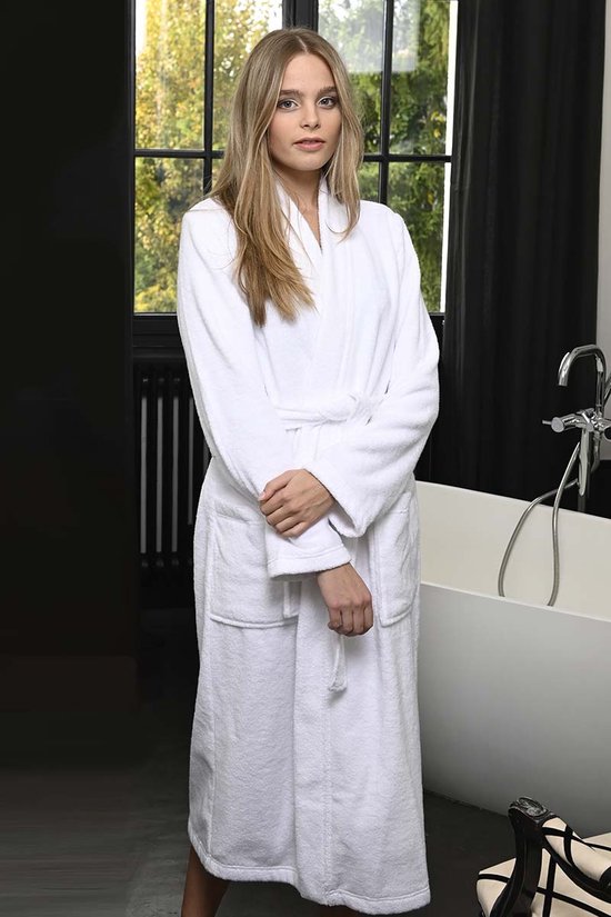 Luxe badstof badjas wit uniseks - Wit - Maat - XL