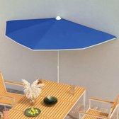 vidaXL Demi-parasol avec mât 180x90 cm Bleu azur VDXL_315566