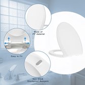 Witte softclose toiletbril, luxe toiletbril met langzaam sluitende en snelsluitingsscharnieren voor eenvoudige reiniging, strakkere bovenbevestiging V-vormig (420 mm-360 mm)