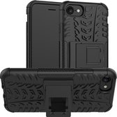 Peachy Zwarte hybride standaard case iPhone 7 8 SE 2020 SE 2022 hoesje cover shockproof