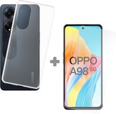Cazy Soft TPU Hoesje + Tempered Glass Protector geschikt voor Oppo A98 5G - Transparant