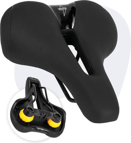 Voltano Selle de vélo Elegance - Zwart - Unisexe - Selle en gel Premium large - Suspension en élastomère - 100 % étanche