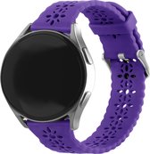 Strap-it Smartwatch bandje siliconen patroon 20mm - Geschikt voor Samsung Galaxy Watch 6 / 6 Classic / Watch 5 / 5 Pro / Watch 4 / 4 Classic / Watch 3 41mm / Watch 1 42mm / Watch Active 2 - Amazfit Bip / GTS - Polar Ignite / Unite - donkerpaars