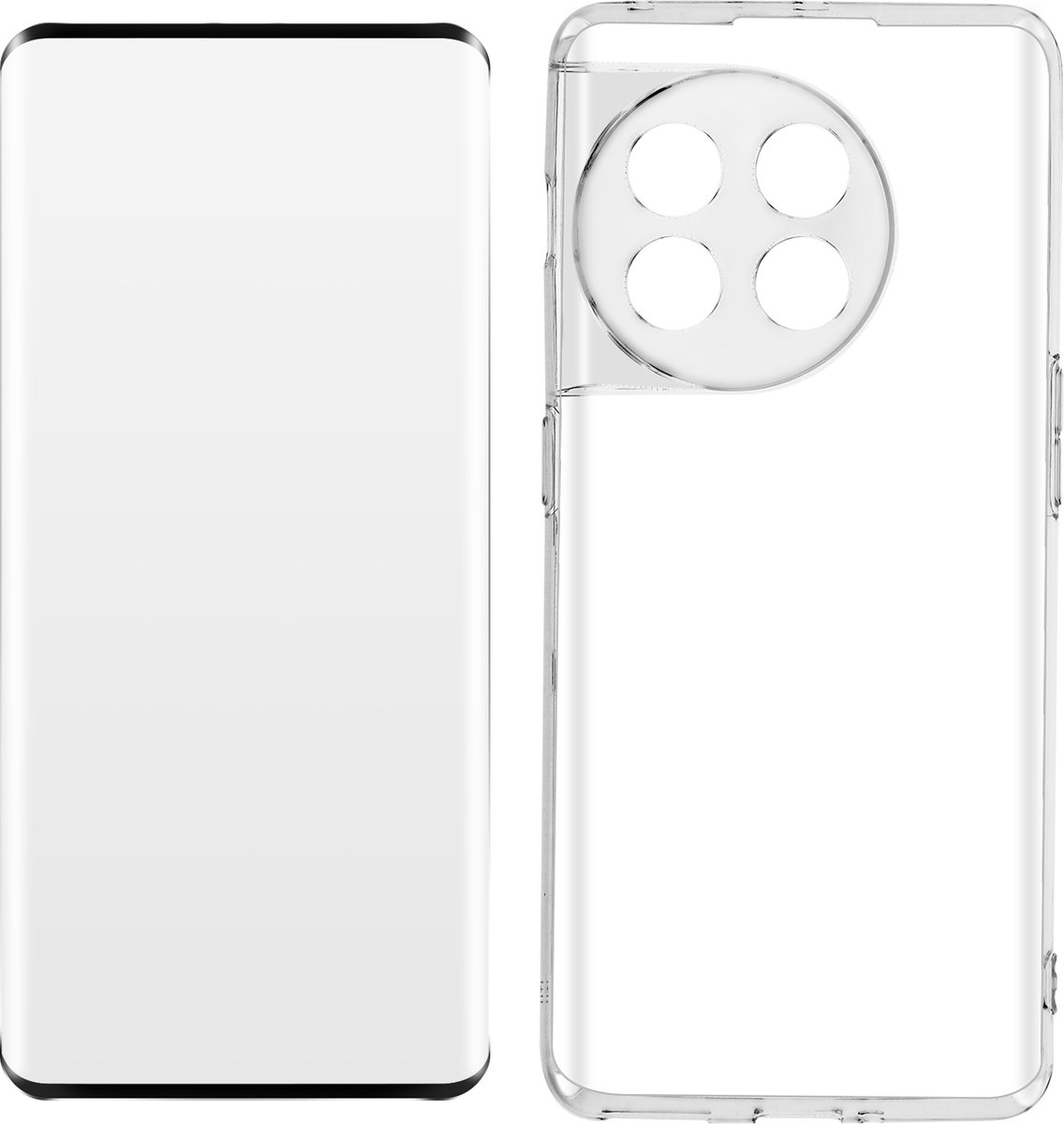 Siliconen Hoes + Gehard Glas 9H geschikt voor Oneplus 11 zwart