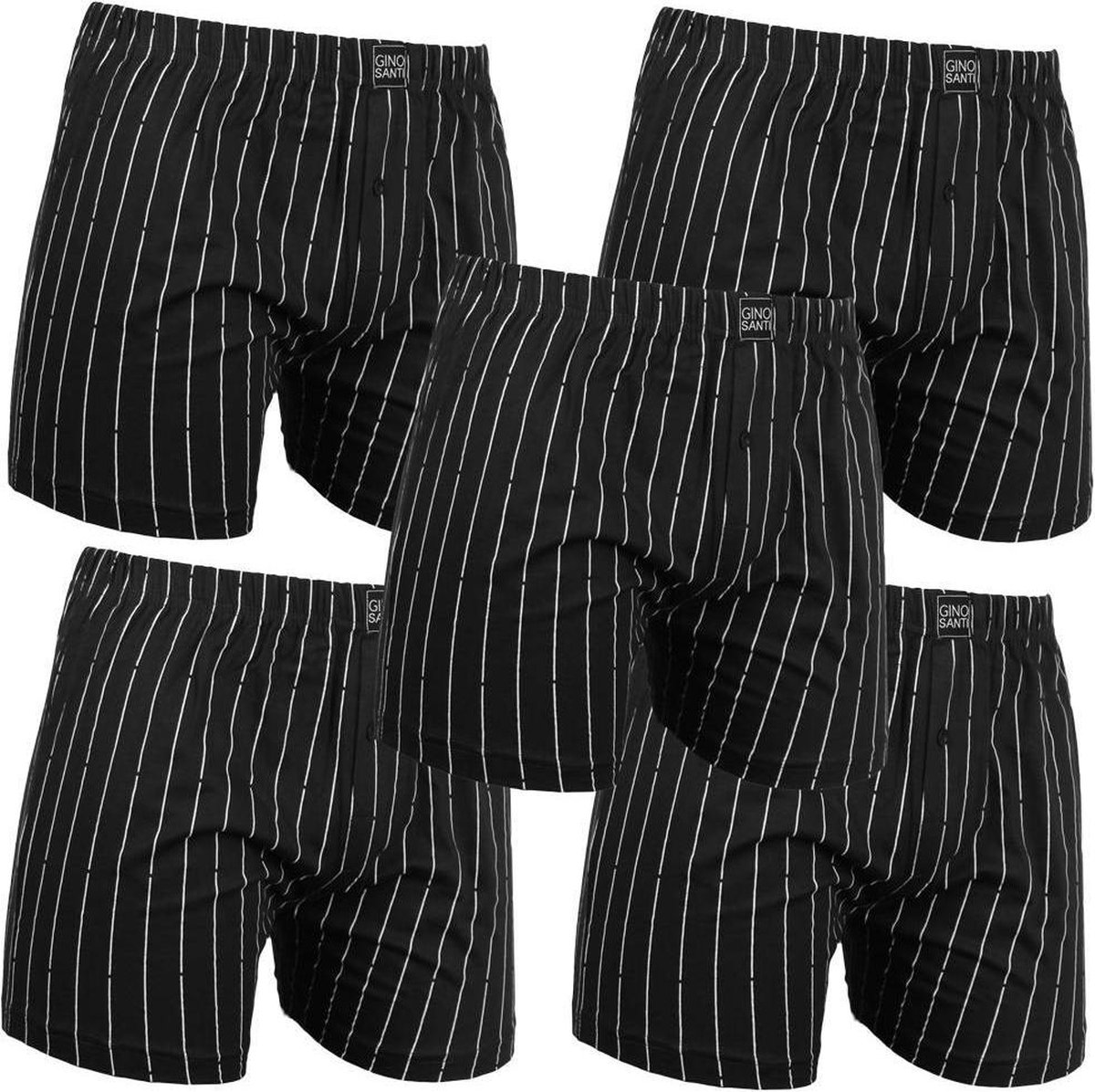 Gino Santi Klassieke boxer 5 pak Zwart Pin Stripe