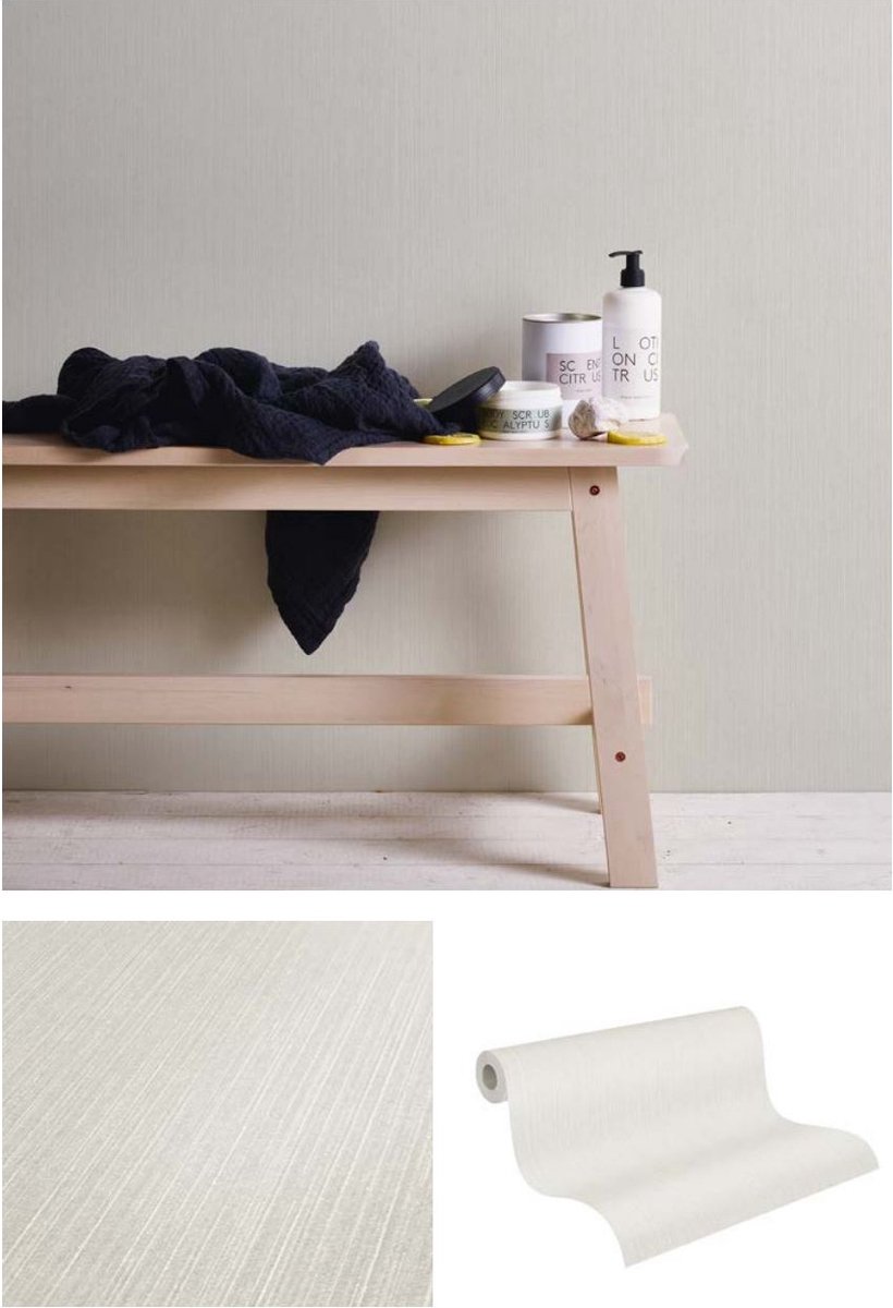 LIJNEN DESIGN BEHANG | Glans en glinster - wit - "Architects Paper" A.S. Création Villa