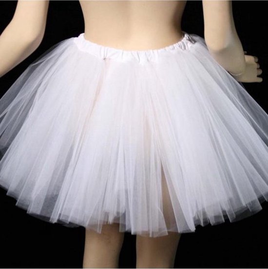 Doorschijnend Dunne witte tule rok petticoat tutu - wit - Kleinste maat XS-S-M - onderrok ballet rokje turnen bruid engel rock 'n' roll