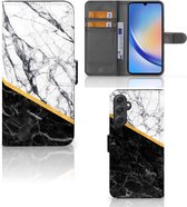 Mobiel Case Geschikt voor Samsung Galaxy A24 4G GSM Hoesje Marble White Black