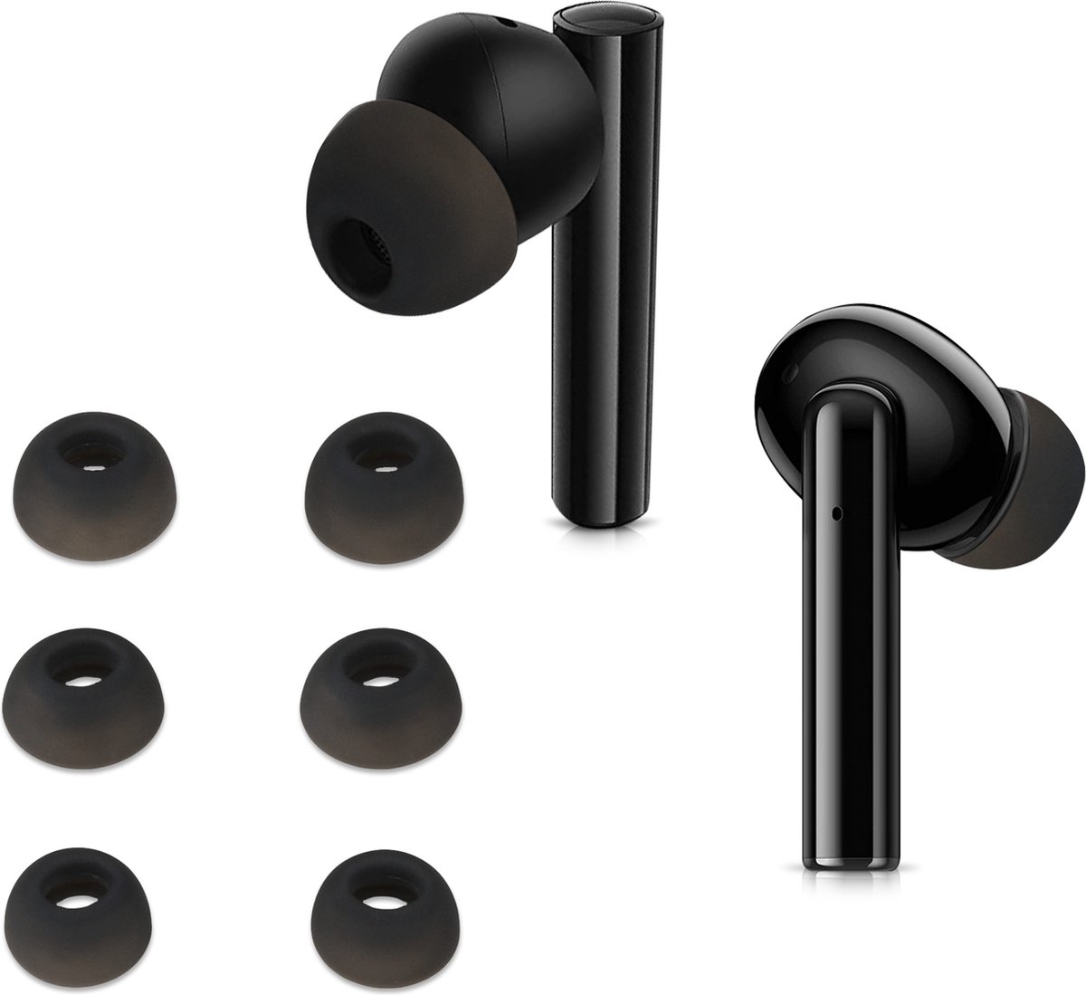 kwmobile 6x cover voor in-ear oortjes voor Realme Buds Air 2 - Vervangende oordopjes van siliconen in zwart - 3 maten