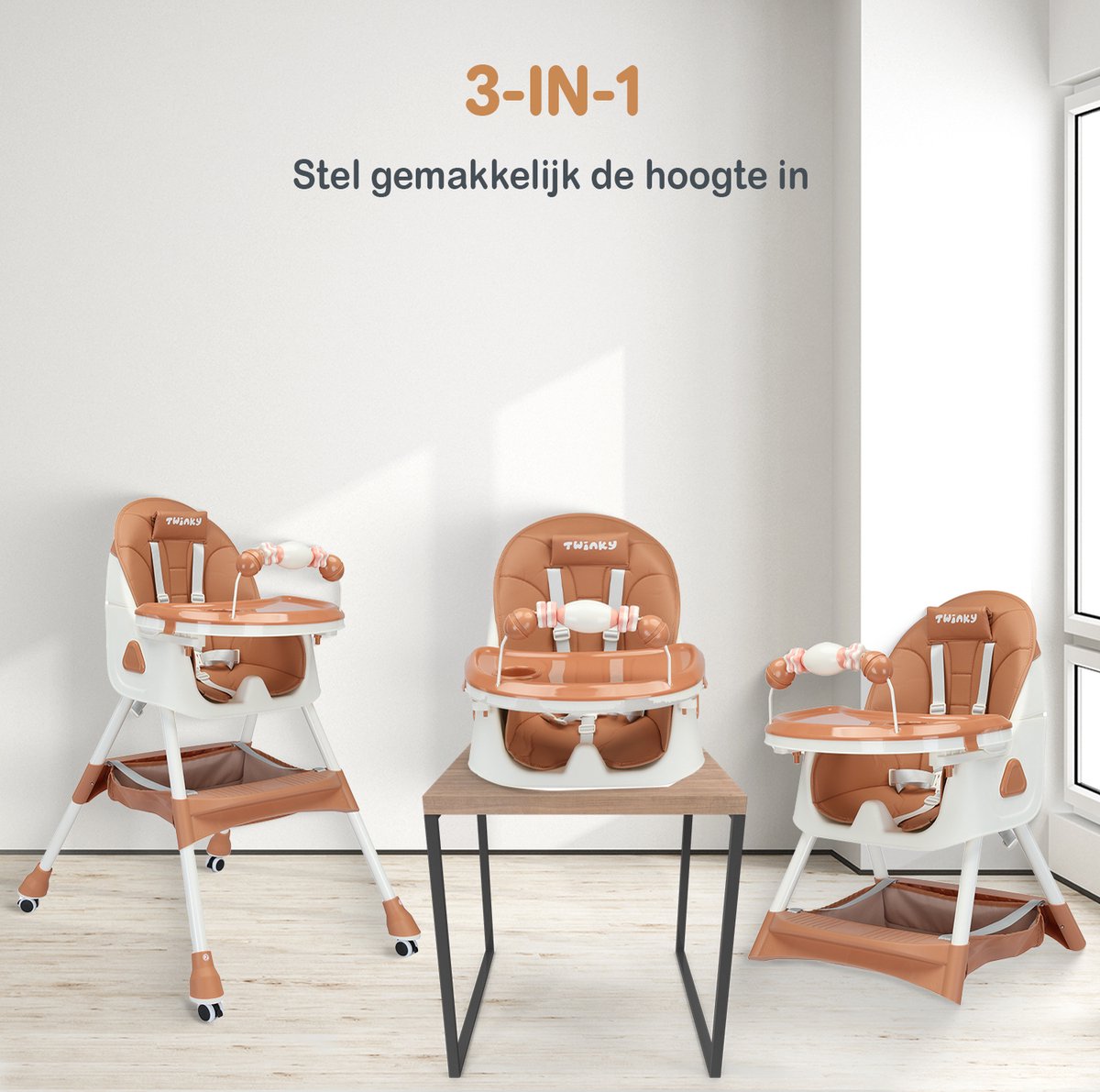 Twinky® Kinderstoel MAXI – 2-in-1 Kinderwagen Set – Bruin