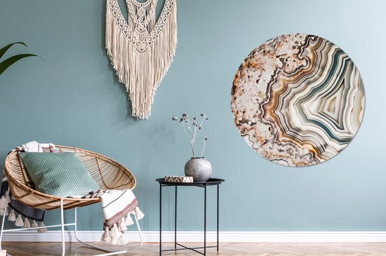 WallCircle - Wandcirkel - Marmer - Abstract - Natuur - Marmerlook - Muurcirkel binnen - Wanddecoratie rond - Rond schilderij - Kamer decoratie - Woonkamer - Muurdecoratie cirkel - 90x90 cm - Wandcirkels - Ronde schilderijen - Slaapkamer