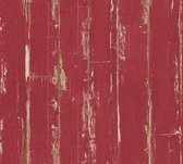 Papier peint bois Profhome 368561-GU papier peint intissé légèrement texturé dans le style maison de campagne rouge mat 5,33 m2