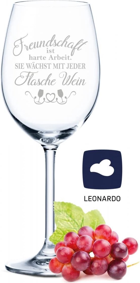 Leonardo wijnglas met gravure - Vriendschap is hard werken - Grappige  geschenken -... | bol.com