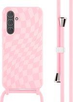 iMoshion Hoesje Geschikt voor Samsung Galaxy A54 (5G) Hoesje Met Koord - iMoshion Siliconen design hoesje met koord - Roze / Retro Pink