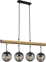 MANDEE.NL - Bodan Moderne Zwart messing rechthoekige Hanglamp 4-lichtbronnen - Industrieel Hanglamp, retro Hanglamp, Scandinavisch Boho-stijl E27 fitting Hanglamp, eetkamer Hanglamp, slaapkamer Hanglamp, woonkamer Hanglamp