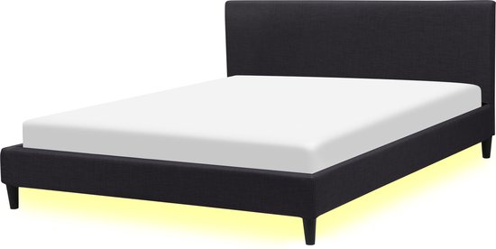 FITOU - Tweepersoonsbed LED - Zwart - 160 x 200 cm - Polyester