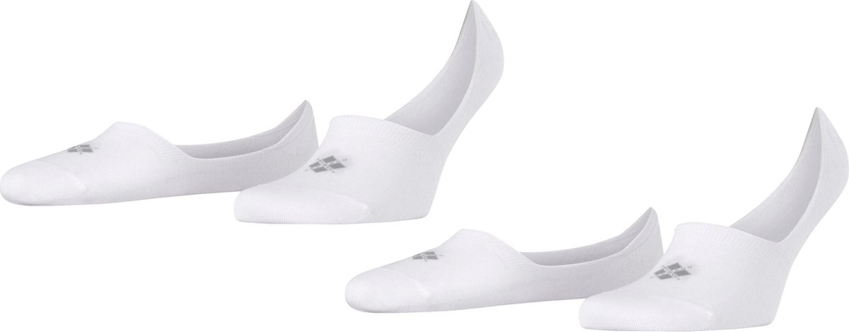 Burlington Everyday 2-Pack onzichtbar eenkleurig katoen multipack footies heren wit - maat 41-42