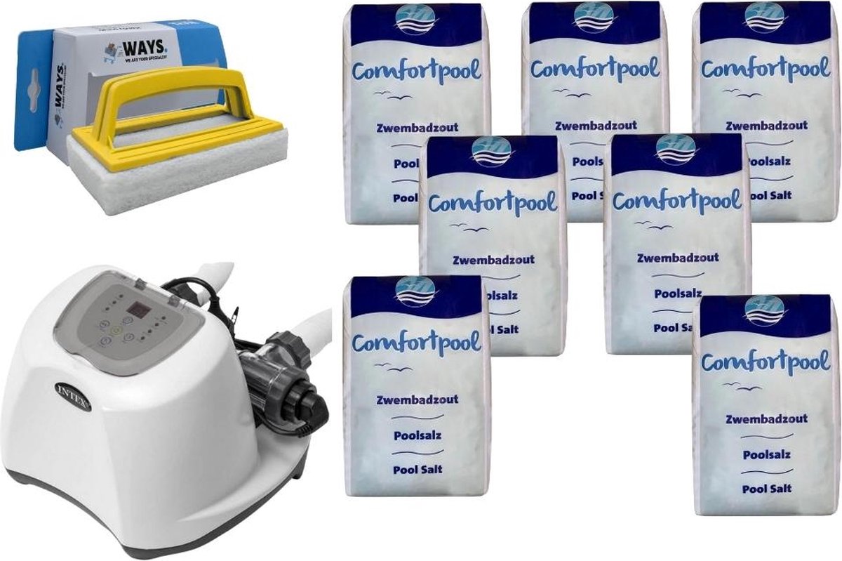 Bol.com Bestway - Zandfilterpomp 5678 L/u & Filterzand 50 kg & WAYS Scrubborstel aanbieding