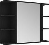 vidaXL - Badkamerspiegelkast - 80x20,5x64 - cm - bewerkt - hout - zwart