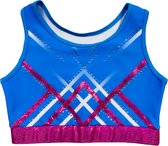Sparkle&Dream Turntopje Mara Lichtblauw Roze - Maat AME 176/XS - Gympakje voor Turnen, Acro, Trampoline en Gymnastiek