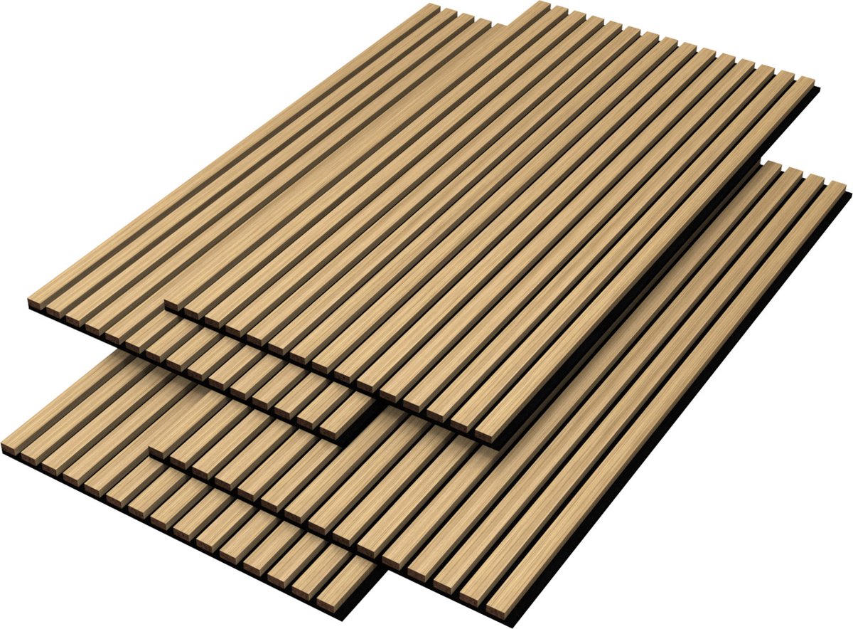 Akoestisch Wandpaneel Vang set van 4 mdf 2,88 m² eiken donker