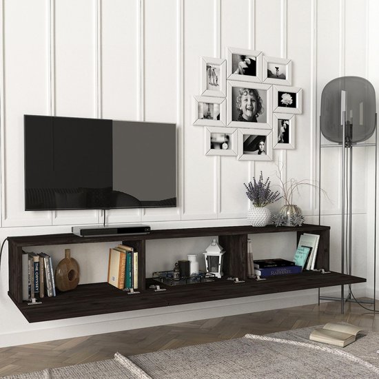 Tv-meubel Vihti zwevend 180x31x29,5 cm eiken zwart