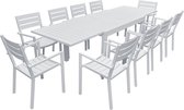 Tuinmeubelset VENEZIA uitschuifbaar 132/264 in wit aluminium - 10 zitplaatsen