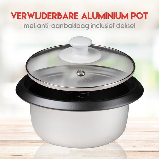 alpina Rijstkoker - Anti-aanbaklaag - Warmhoudfunctie - 0.6 L - 300W - Wit van Alpina — afbeelding 4