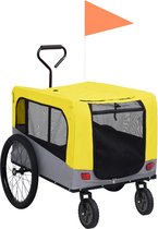 vidaXL - Fietstrailer - en - hondenwagen - 2-in-1 - geel - en - grijs