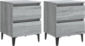 vidaXL 2 pcs Tables de chevet de chevet avec pieds en métal 40 x 35 x 50 cm Gris Sonoma