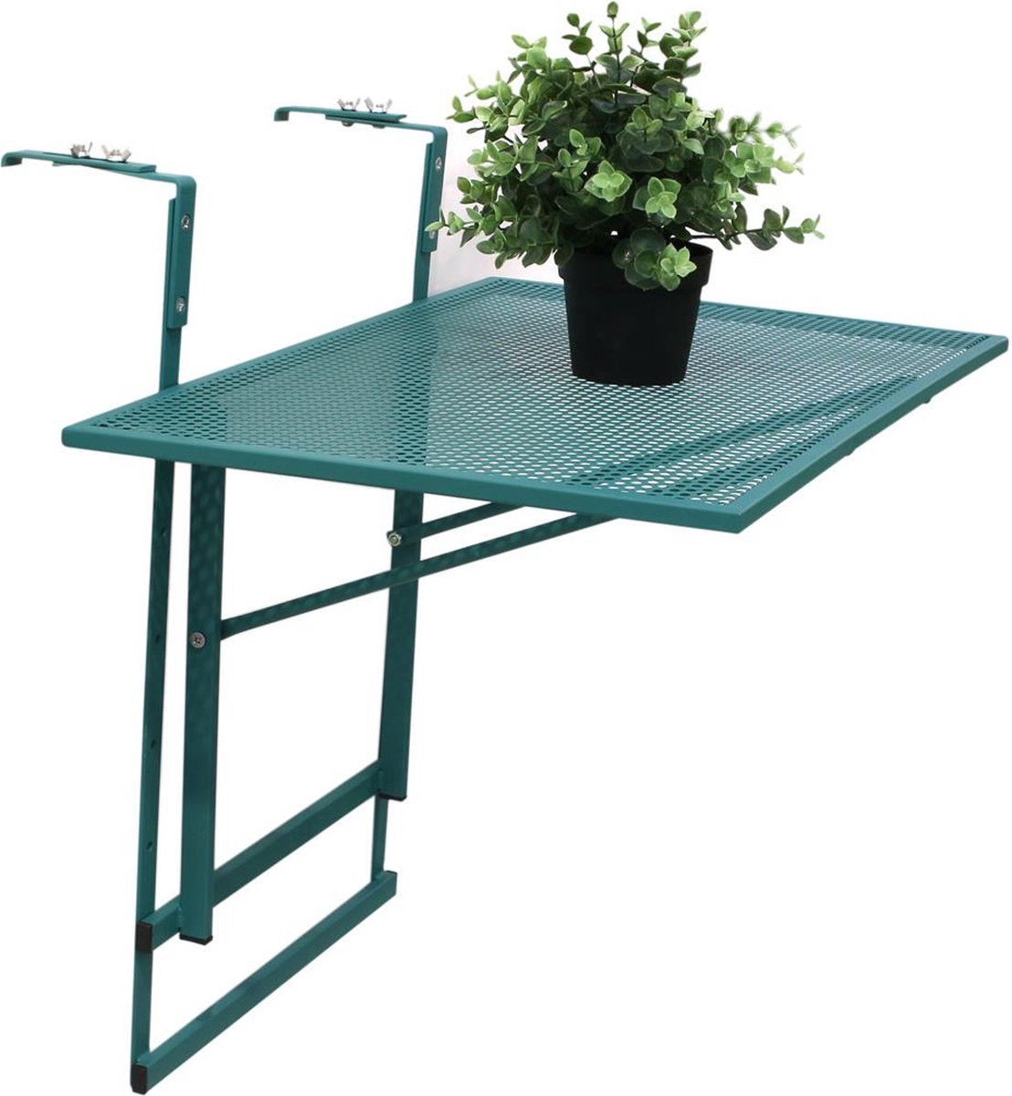 Opklapbare metalen balkon tafel - Eenvoudig te bevestigen - Ontbijt op het balkon - 60,5 x 50 x 40,5 cm - Groen