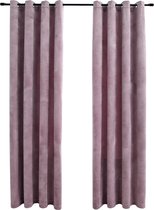 vidaXL - Gordijnen - verduisterend - met - ringen - 2 - st - 140x175 - cm - fluweel - roze
